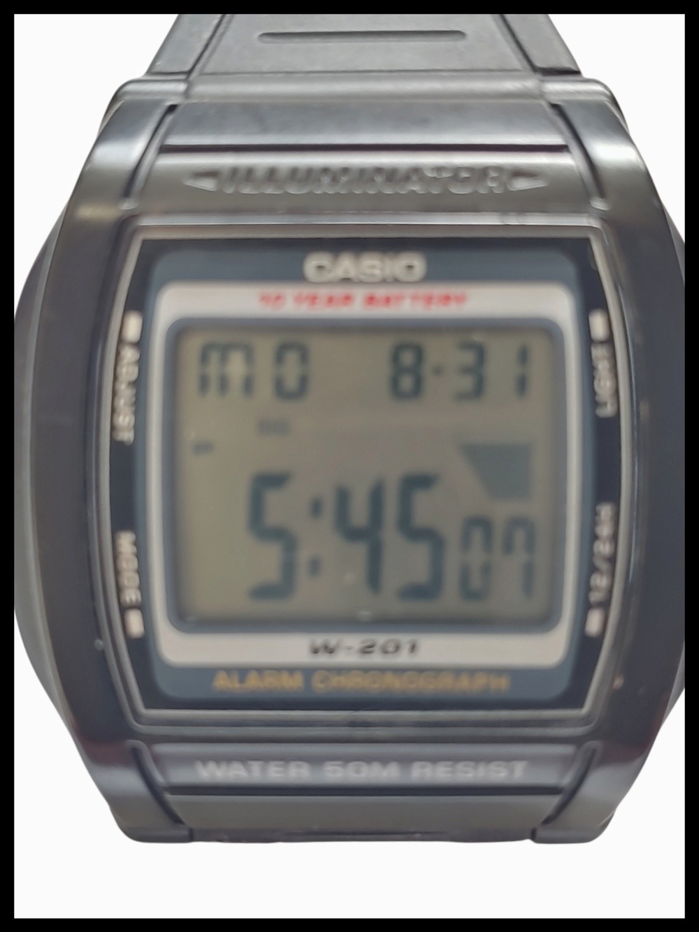 Casio W-201 Black Digital Alarm Chronograph Watch, Working